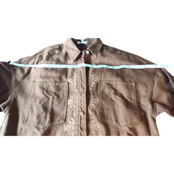 In Loom Vintage Wash Men's S Cider Embroidered Southwestern Long Sleeve Shirt - Picture 9 of 12